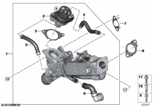 Manguera de líquido refrigerante OEM 11718580450 para BMW X5 G05 xDrive25d. Original BMW.