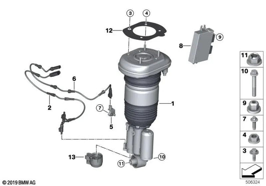 Rear left air shock absorber for BMW 6 Series G32N (OEM 37106885955). Original BMW