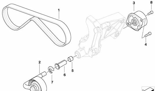 Tension lever for BMW 3 Series E46, 5 Series E60, E61, 7 Series E65, X3 E83, X5 E53 (OEM 64557786706). Genuine BMW.
