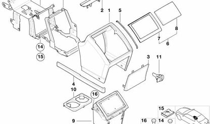 Refuerzo de consola trasera OEM 51168230128 para BMW Serie 5 (E39). Original BMW
