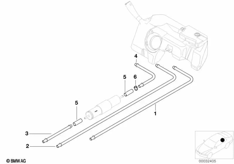 Tubo de Ventilación de Combustible para BMW E46, F30, F80 (OEM 16136751450). Original BMW