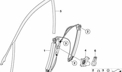 Elevalunas eléctrico delantero izquierdo OEM 51337202479 para BMW E65, E66. Compatible con modelos 730d, 730i, 735i de diversas motorizaciones y años. Recambio original BMW.