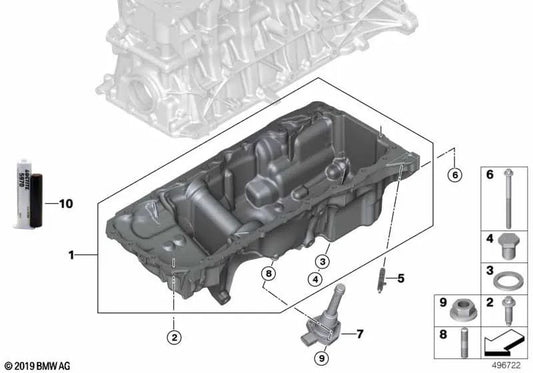 Oil pan for BMW F97, F98 (OEM 11138053424). Genuine BMW.