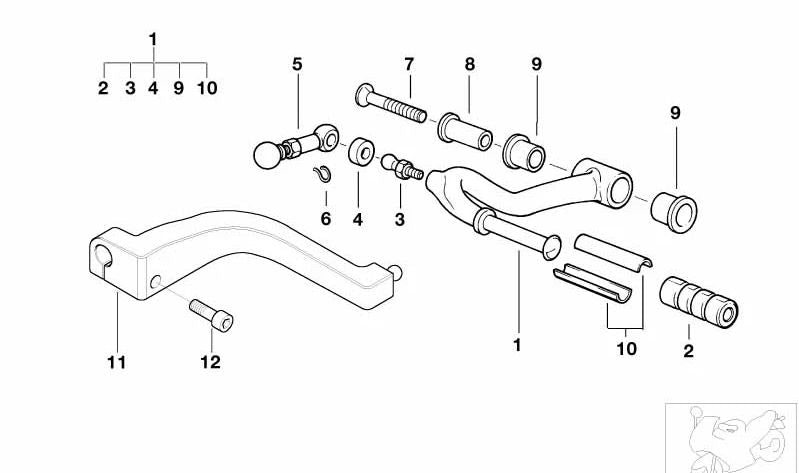 Varilla del cambio OEM 23412333265 para BMW Motorrad R 1100 S (1998–2005) y R 1150 GS (1999–2006). Pieza original BMW Motorrad. Longitud 48 mm. Ideal para sustituir varilla dañada o desgastada del sistema de cambio.