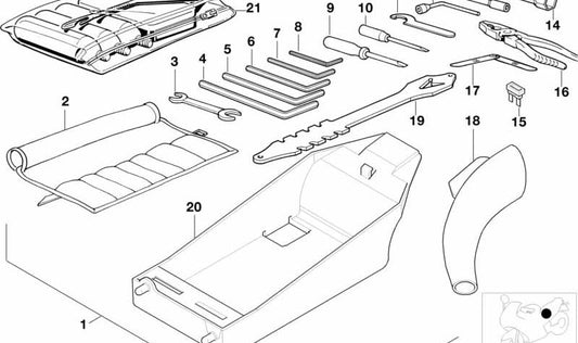 Compartimento per utensili OEM 51162307798 per motociclette BMW K1200RS, K1200GT, K1200LT. BMW MOTORAD originale.