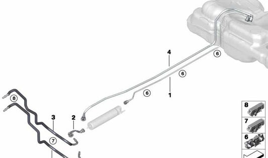 Tubería de retorno de combustible OEM 16117300641 para MINI Clubman F54 Cooper D, Cooper S, Cooper SD. Original MINI.