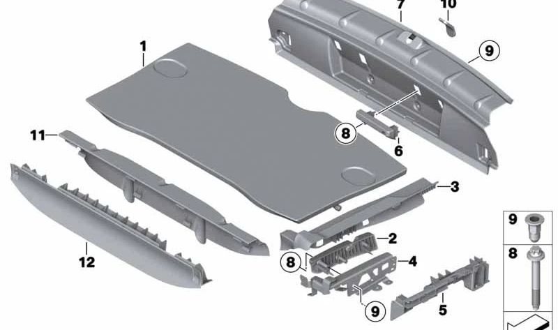 Moldura borde de carga suelo plano OEM 51479809004 para MINI Countryman R60 Cooper, Cooper D, Cooper S, Cooper ALL4 (2010–2016). Original MINI.