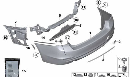 Moldura cromada OEM 51127384572 para BMW F30, F30N, F31, F31N. Pieza original BMW.