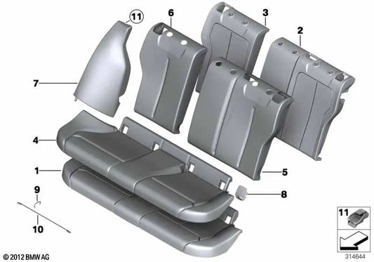 Backing de couro sintético direito para BMW 1 F20 Series, F20N (OEM 52207326756). BMW original