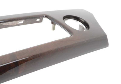 Moldura salpicadero derecha madera nogal OEM 51456985540 para BMW E90, E91, E92, E93. Acabado madera de raíz de nogal. Original BMW.