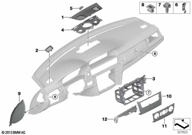 Placa cega para sensor solar para BMW 3 E90 Series, E90N, E91, E91N, E92, E92N, E93, E93N e X1 E84 (OEM 51457123748). BMW original