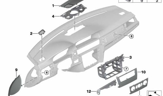 Central Center Center Stappy OEM 51457123753 pour BMW E90, E91, E92, E93. BMW d'origine.