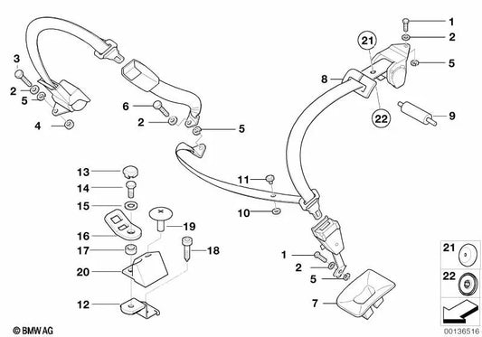 Belt Outlet Trim for BMW E39, E38 (OEM 51468208260). Original BMW.