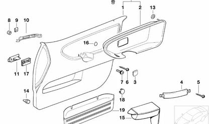 Soporte derecho OEM 51418122250 para BMW E36 316i (varios modelos). Pieza original BMW, parte de la fijación de la puerta delantera.