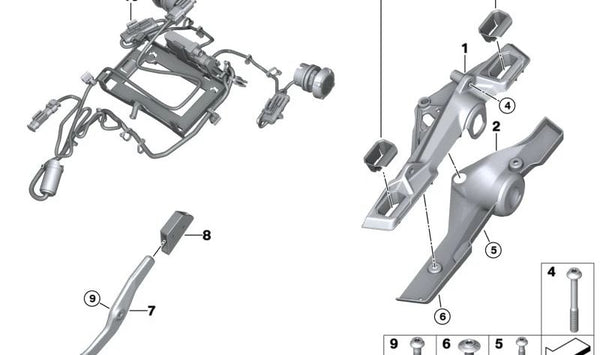 Kit eléctrico para maletas OEM 77535A86317 para BMW Motorrad R 1300 GS (modelo RKA1, 0M21A75). Compatible con producción desde 06/2023 hasta 09/2027. Original BMW Motorrad.