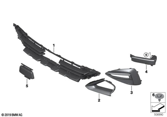 Tampa de entrada de ar esquerda para BMW Série 2 F44 (OEM 51117496967). BMW original