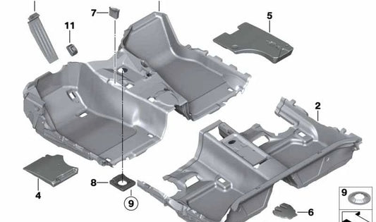 Revestimiento suelo delantero anthrazit OEM 51477286645 para BMW F30, F30N, F31, F31N. Pieza original BMW.