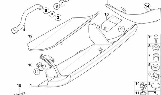 Bisagra de guantera OEM 51162752820 para MINI R56, R56 LCI, Clubman R55, Cabrio R57, Coupé R58, Roadster R59... y más. Original MINI.