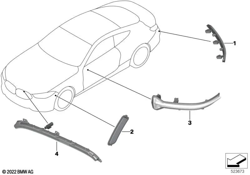Rear left reflector for BMW F91, F92, F93 (OEM 63148089519). Original BMW