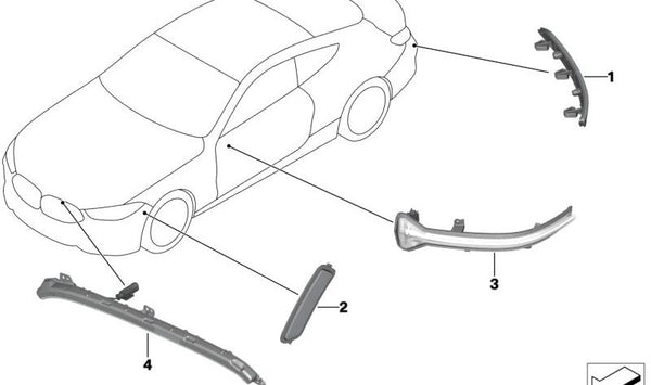 Catadióptrico reflectante lateral izquierdo OEM 63147471137 para BMW G14, G15, G16. Original BMW.
