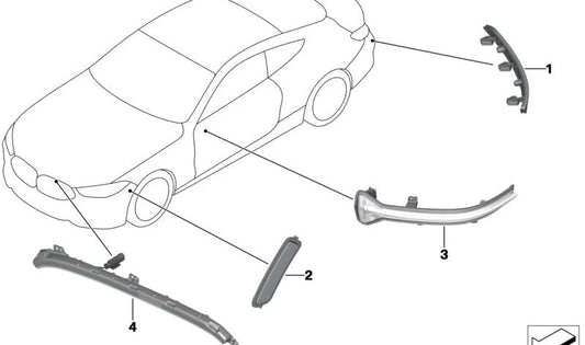 Reflector lateral derecho OEM 63148077370 para BMW F91, F92, F93. Original BMW.