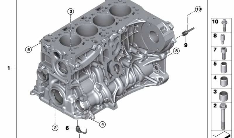 Bloque motor con pistones OEM 11112359840 para BMW F20, F21, F22, E90, E91, E92, E93, F30, F31, F34, F32, F33, F36, F07, F10, F11, E84, F25, F15. Original BMW.