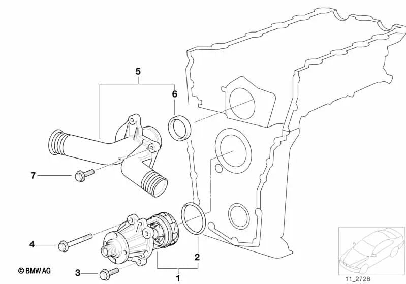 Carcasa del termostato con termostato para BMW Serie 3 E36 (OEM 11531743017). Original BMW