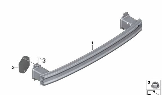 Soporte trasero paragolpes OEM 51127477445 para BMW F44. Repuesto original BMW.