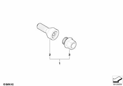 Radschraube mit Code für BMW Serie 1 E81, E82, E87, E88, Serie 3 E46, E90, E91, E92, E93, Serie 5 E60, E61, Serie 6 E63, E64, Z4 E85, E86 (OEM 36136786475). Original BMW