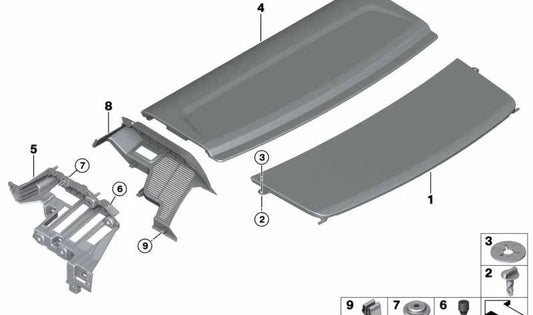 Revestimiento interior izquierdo OEM 51477342905 para BMW F07, F07N. Pieza original BMW.