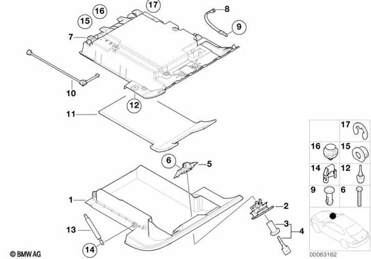 Leather glove box cover for BMW Z8 E52 (OEM 51167026233). Original BMW