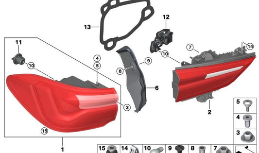 Piloto trasero derecho OEM 63219881162 para BMW X2 F39. Luz trasera lateral original BMW.