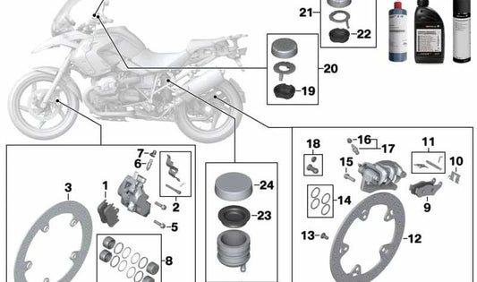 Juego de forro del freno delantero OEM 34117651958 para motos BMW F 650 CS, G 650 GS, HP2 Enduro... y más. Original BMW Motorrad.