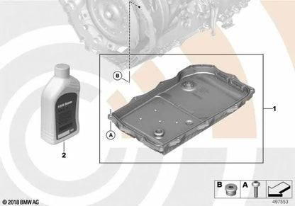 Ölkurbel -Set -Automatikgetriebe für BMW 3 F30N -Serie, G20, G20N, G21, G21N Serie 5 F18N, G30, G30N, G31N, G38, G38N Serie 7 G11, G11n, G12, G12N X3 G01, G01N X5 F15, G05 (OEM 24118632189). Original BMW.