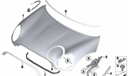 Embellecedor de faro derecho OEM 51137149906 para MINI R55, R56, R57, R58, R59. Original MINI.