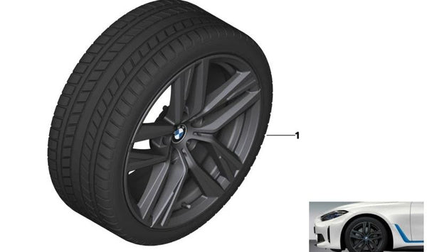 Rueda completa de invierno con sensor RDC y neumático 245/45R18 100T estilo 853 OEM 36115A76E09 para BMW Serie 4 G26, G26E, G26F, G26N. Original BMW.