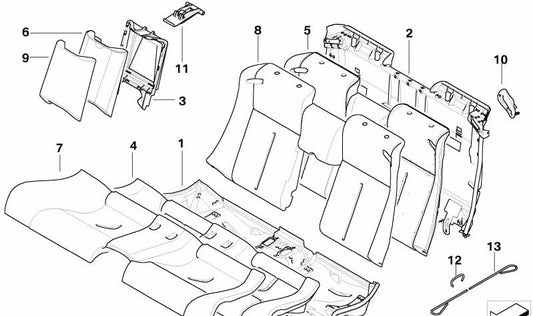 Funda asiento de cuero negra OEM 52209137382 para BMW E63, E64 (630i con motor N52/N53, manual y automático). Válido para modelos producidos entre 2004 y 2010. Original BMW.