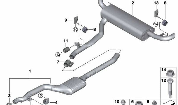 Silencioso delantero OEM 18308475365 para BMW X5 G05. Original BMW.