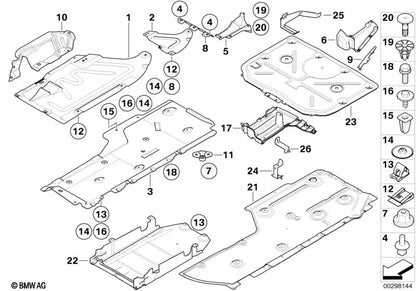 Revestimiento inferior trasero derecho para BMW Serie 3 E90, E90N, E91, E91N, E92, E92N, E93, E93N (OEM 51757164292). Original BMW.