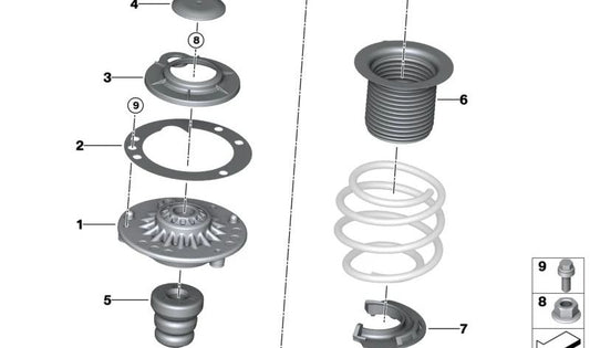 Embellecedor suspensión OEM 31306864551 para BMW F45, F55, F56, F57, F54. Original BMW.