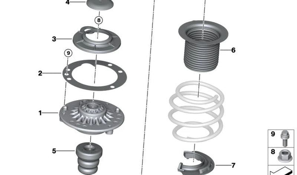 Embellecedor suspensión OEM 31306864551 para BMW F45, F55, F56, F57, F54. Original BMW.
