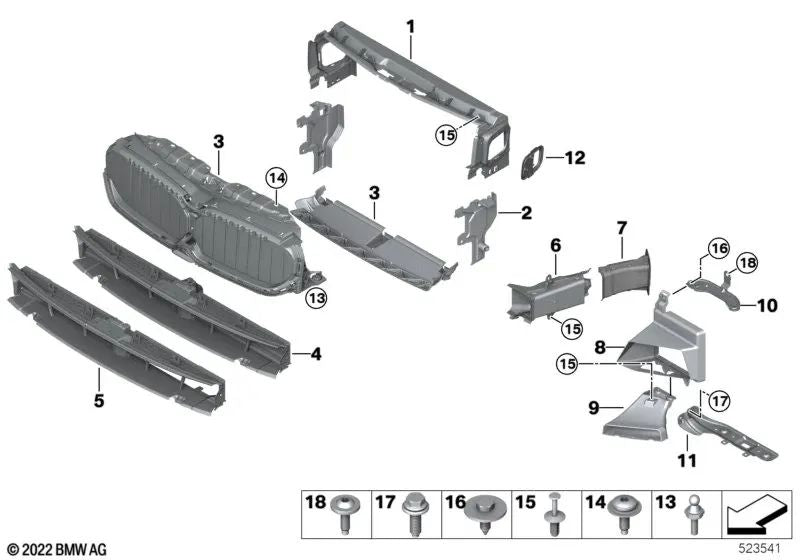 Brake Air Duct (Right Fender) for BMW F90, G30, G31, G38, G32, F91, F92, F93 (OEM 51747394666). Original BMW