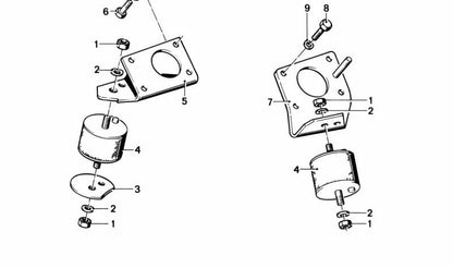 Soporte lateral derecho OEM 11811103773 para BMW E12, E24. Original BMW.