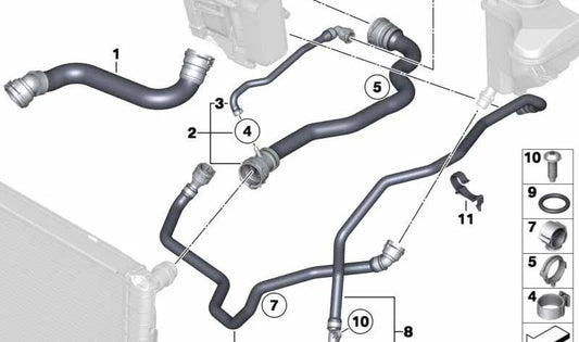 Kältemittelschlauch für BMW 3 E90N -Serie, E91N, E92N, E93N, X1 E84 (OEM 17127811125). Original BMW.