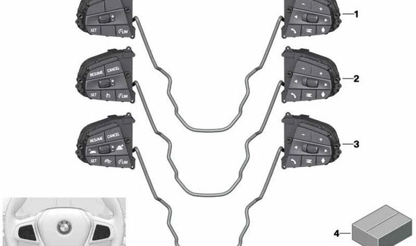 Interruptor para volante multifunción OEM 61319873212 para BMW F40, F44, G20, G21, G29. Original BMW.