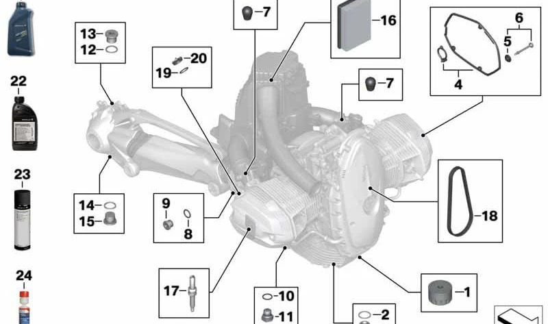 Elemento de filtro de ar OEM 13717706414 para motocicletas BMW R 1200 GS, R 1200 GS Adventure, R nineT, R nineT Pure, R nineT Scrambler, R nineT Racer, R nineT Urban G/S, R 1200 RT, R 1200 R. Original BMW Motorrad.