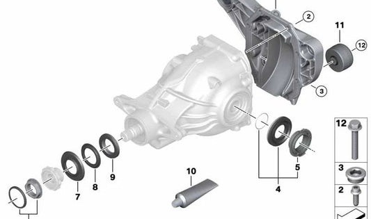 Mordo di vibrazione differenziale OEM 33108660052 per BMW G30, G31, G32, G61. BMW originale.