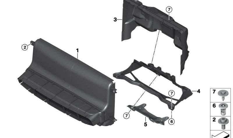 Conducto de aire central inferior OEM 51747294627 para BMW I01. Original BMW.