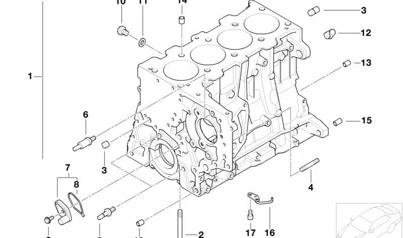 Junta perfil de motor OEM 11117781437 para BMW E87, E46, E90, E91, E92, E93, E39, E60, E61, E63, E64, E38, E65, E66, E83, E53, E70, E71. Original BMW.