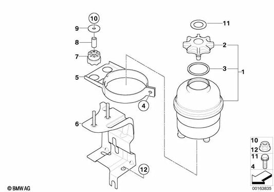 Oil tank bracket for BMW X3 E83N (OEM 32413421525). Original BMW